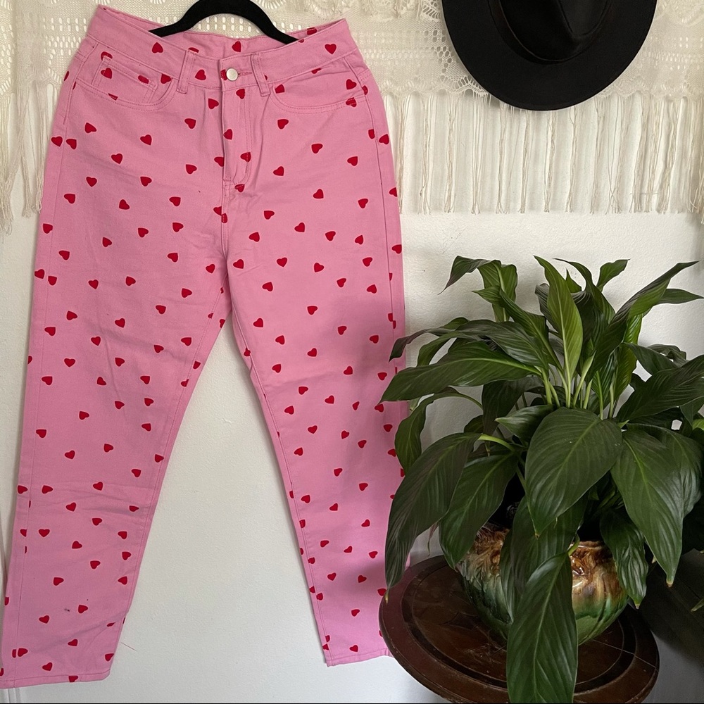 SHEIN Hot Pink Heart Pants
